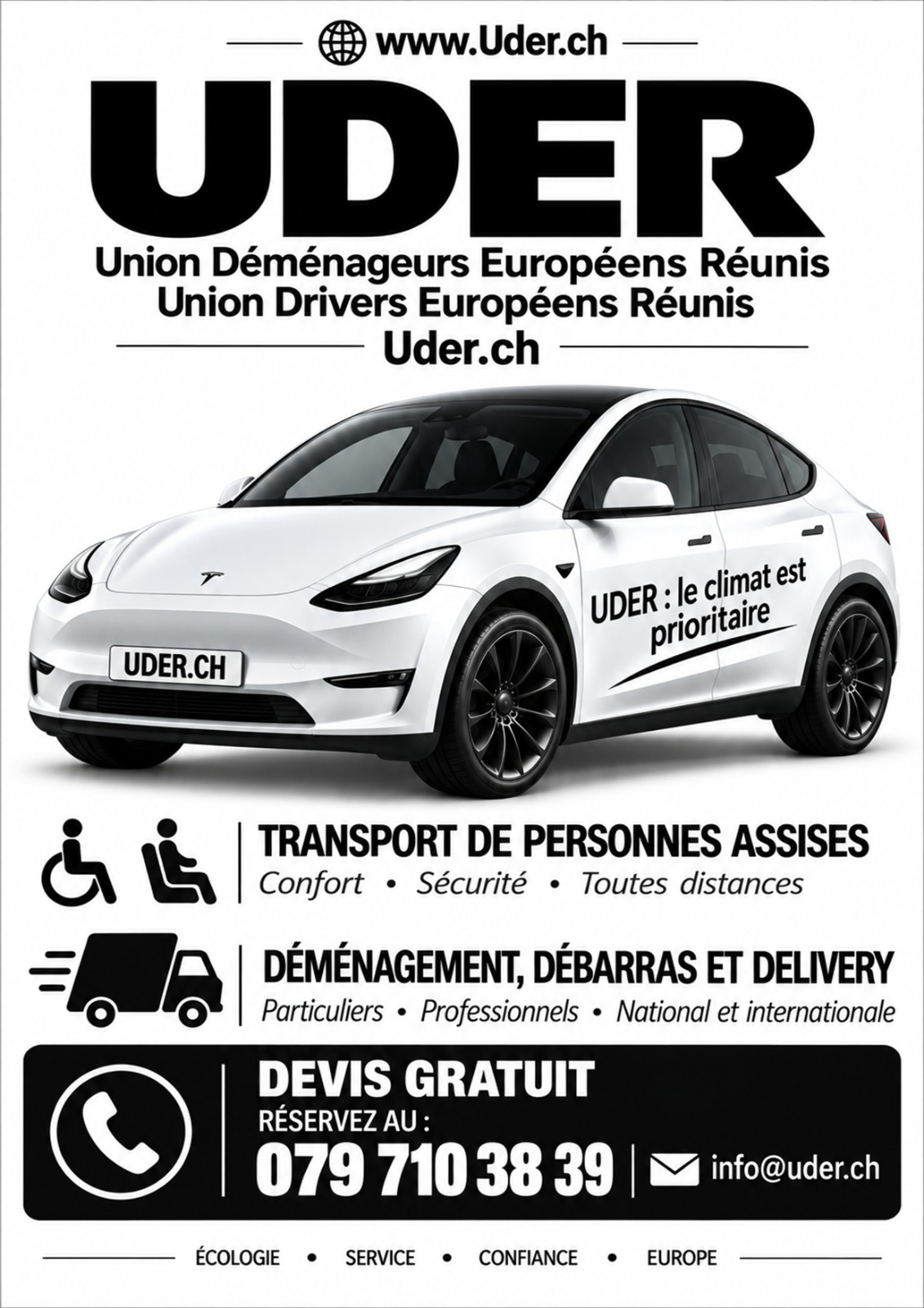 Affiche originale UDER présentant les services de l'entreprise